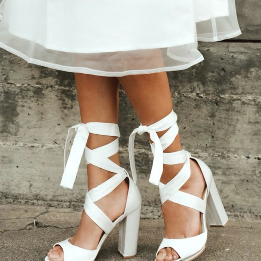 Elegant White Strappy Heels